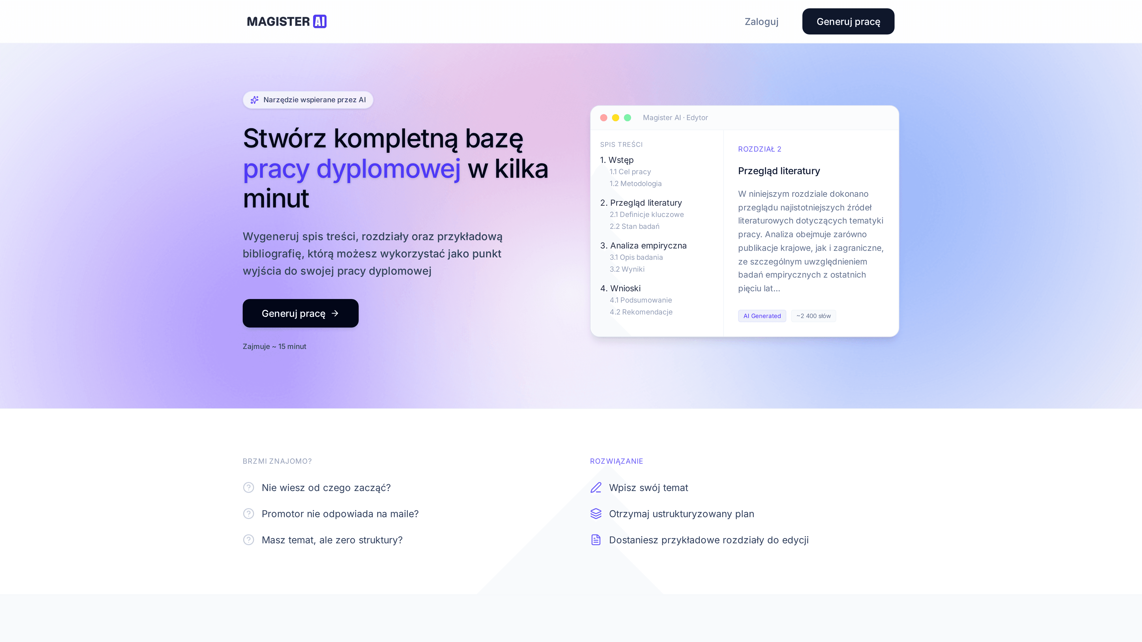 Screenshot magisterai.pl — home hero